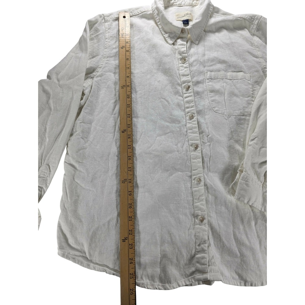 Men's Universal Thread L White Linen Blend Casual Beach Resort Button Up Shirt - Picture 11 of 12